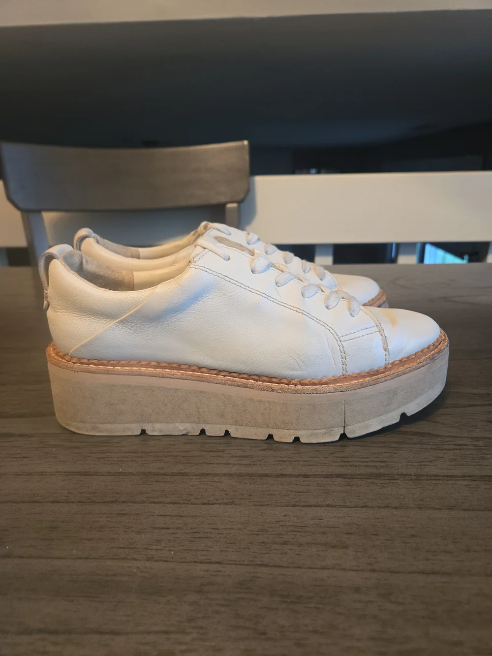 Dolce Vita Cream White Platform Lace-Up Sneakers